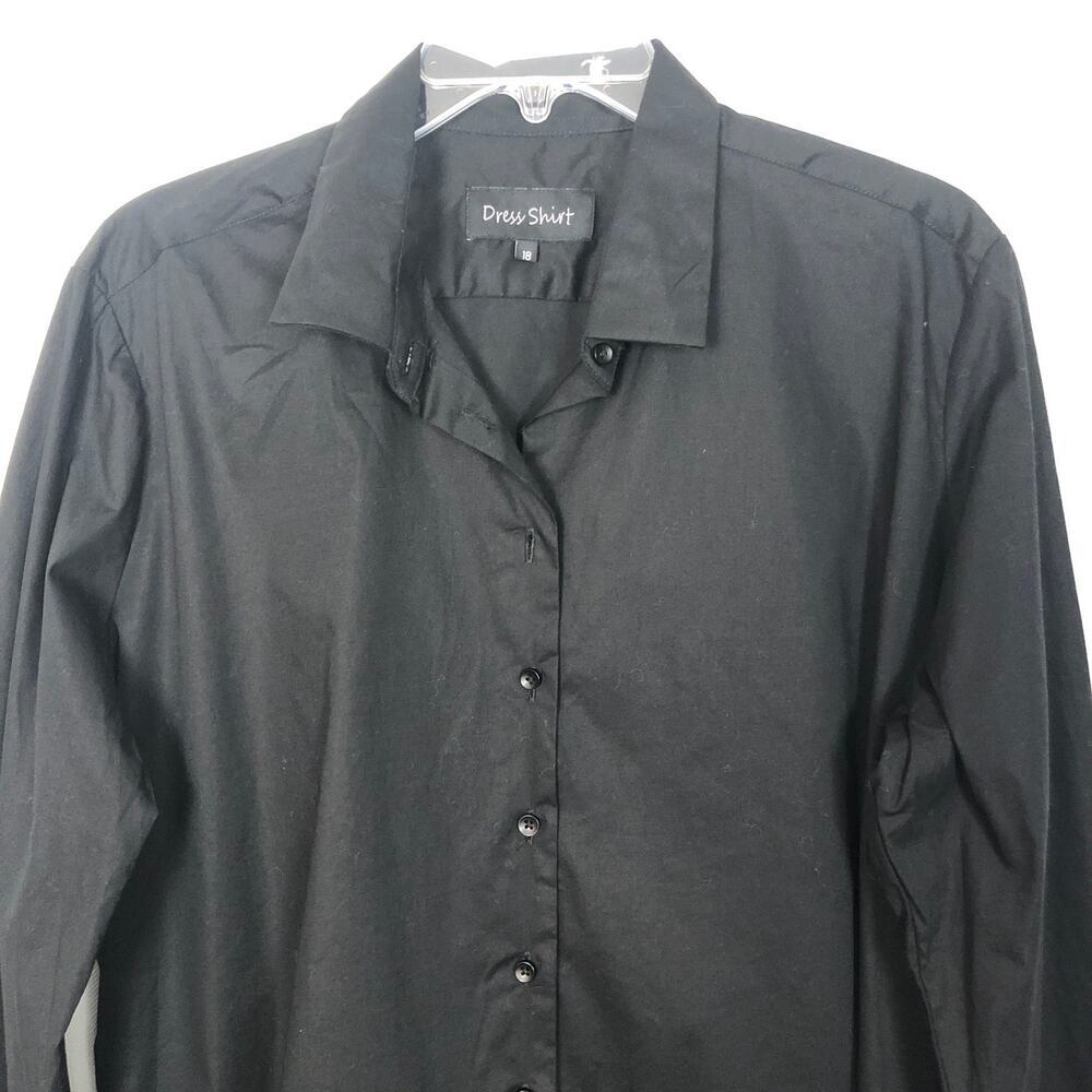 Women's Button Front Black Dress Shirt Size 18 Office Workwear Casual - Picture 3 of 10